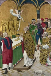 La Messe de Saint Hubert. Volet du Retable de Werden, vers 1485