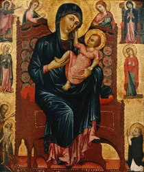 La Madone et le Christ en trône avec des saints