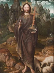 Dutch : Christus als Salvator Mundi Salvator Mundi dans un paysage