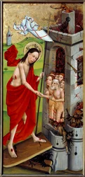 Christ au limbe Peinture sur bois du Maître du Haut-Rhin (15ème siècle) 1460 Lyon, Musée des Beaux-Arts