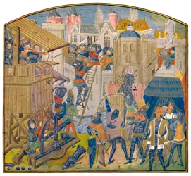 Train de siège, XVe siècle MS. Roy. 14 E. iv., c1470