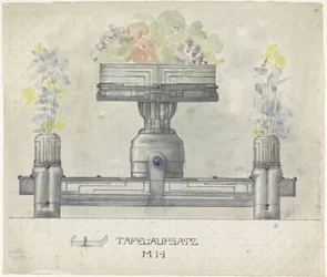 Conception pour un centre de table en argent, décoré de fleurs et de fruits