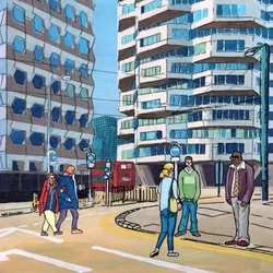 East Croydon, 2016 (technique mixte sur panneau)