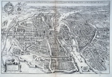 Plan de Paris en 1615. Gravure de Mathieu Merian