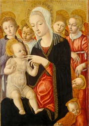 Madone et enfant avec anges et chérubins