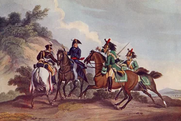 La capture du général Paget par les dragons français lors de la retraite de Burgos pendant la guerre péninsulaire.