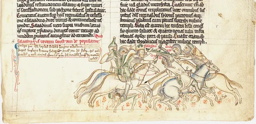 Saladin capture la Sainte Croix de Chronica maiora I par Matthew Paris, 13ème siècle