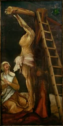 Le Christ en croix avec Marie Madeleine en pleurs