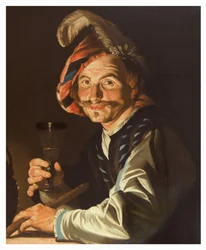 Joueur de flûte avec un verre de vin, vers 1615-50 (huile sur toile)