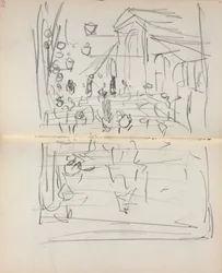 Carnet de croquis italien : Pont avec des figures (page 209 & 210)