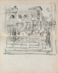 Carnet de croquis italien : Pont avec des figures page 93 & 94