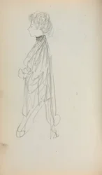 Carnet de croquis italien : Femme debout de profil page 51, 1898-1899