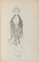 Carnet de croquis italien : Femme debout avec châle page 54, 1898-1899