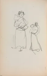 Carnet de croquis italien : Deux femmes debout tenant des nourrissons (page 140)