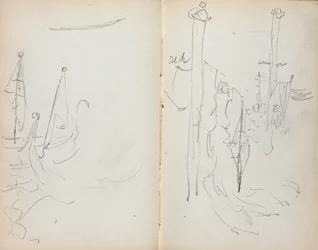 Carnet de croquis italien : Vue du port vénitien pages 33 et 34, 1898-1899