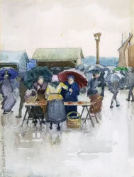 Jour de pluie : Le marché aux poissons, 1892