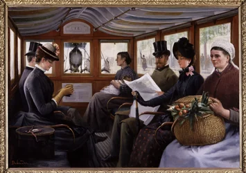 Passagers dans un omnibus, c.1900