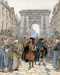 À la porte Saint-Denis à Paris, le maréchal de Boufflers