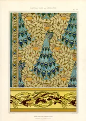 Paons et poissons dans une ornementation Art nouveau