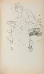 Carnet de croquis italien : Femme assise en train de coudre (page 153)