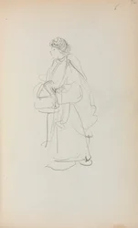 Carnet de croquis italien : Femme debout tenant un sac (page 56)