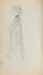 Carnet de croquis italien : Femme debout de profil (page 51)