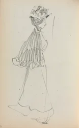 Carnet de croquis italien : Femme debout de profil (page 130)