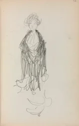 Carnet de croquis italien : Femme debout avec châle (page 54)