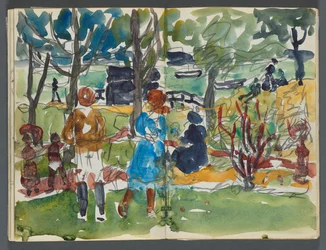 Carnet de croquis, The Dells, no 127, pages 110 et 111 : figures dans un paysage
