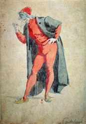 Costume et personnage de théâtre : Pantalone (pantalon, docteur). Extrait de « Masques et bouffons » (comédie italienne ou Commedia dell
