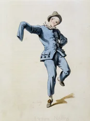 Peppe Nappa (Pierrot ou Peppe-Nappa) tiré de «Masques et bouffons» (comédie italienne), texte et dessins par Maurice Sand, gravures par A. Manceau, préface de Georges Sand, Paris, Michel Lévy Frères