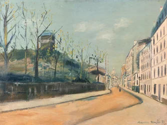 Rue Lepic, Montmartre, avec le Moulin de la Galette et le Sacré-Cœur