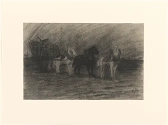 Chevaux devant une charrette