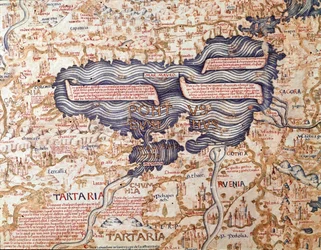 Vue de la mer Noire, détail de la carte du monde du frère camaldule Maurus (Mauro), 1459, Biblioteca Marciana, Venise