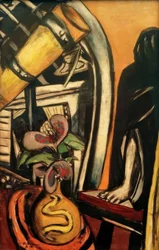 Atelier (Nuit). Nature morte avec télescope et figure voilée