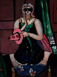 Masque de carnaval, vert, violet et rose (Colombine)