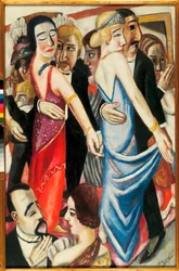Danse à Baden Baden (Allemagne). Description de couples en habit de soirée, aux regards tristes