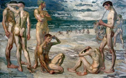 Jeunes hommes à la mer