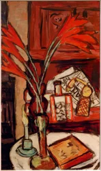 Nature morte avec bougie verte