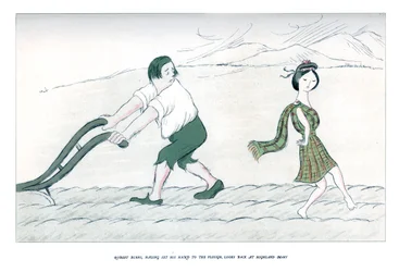 Robert Burns, ayant mis la main à la charrue, regarde en arrière vers Highland Mary, 1904