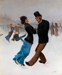 Patineurs sur glace, vers 1920