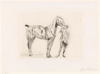Homme avec cheval de selle