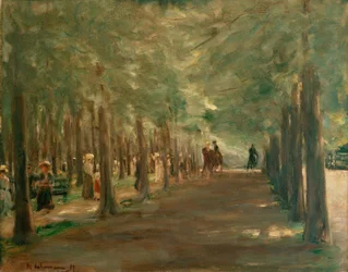 Allée dans le Tiergarten avec cavaliers et promeneurs