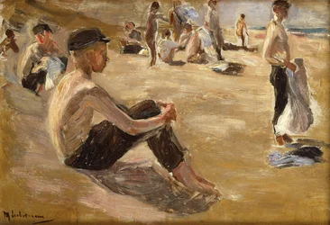 Garçons qui se baignent (huile sur carton)