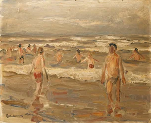 Garçons se baignant dans la mer