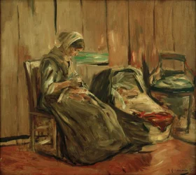 Intérieur avec femme cousant