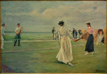 Joueurs de tennis au bord de la mer