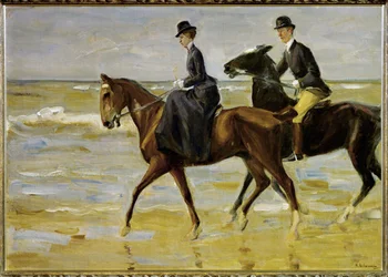 Cavaliers sur la plage (peinture sur toile)