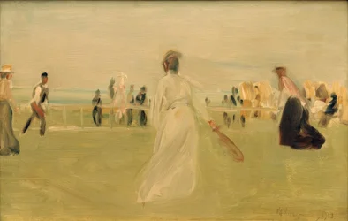 Joueurs de tennis au bord de la mer