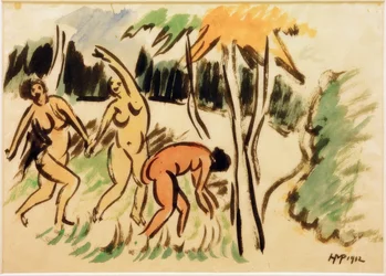 Trois femmes en plein air
